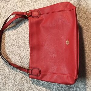 COACH Red Lux Double Handle Large Shoulder Bag